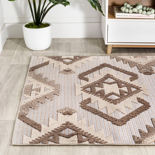 Tapis Sumak à motif de velours neutre et haut et bas, motif de losanges