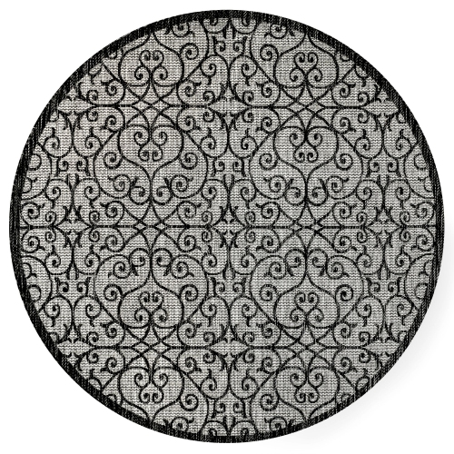 JONATHAN Y  Madrid Vintage Filigree Textured Weave Indoor/outdoor Round Rug