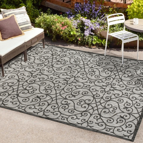 Madrid Vintage Filigree Textured Weave Indoor/Outdoor Area Rug
