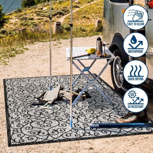 Madrid Vintage Filigree Textured Weave Indoor/Outdoor Area Rug