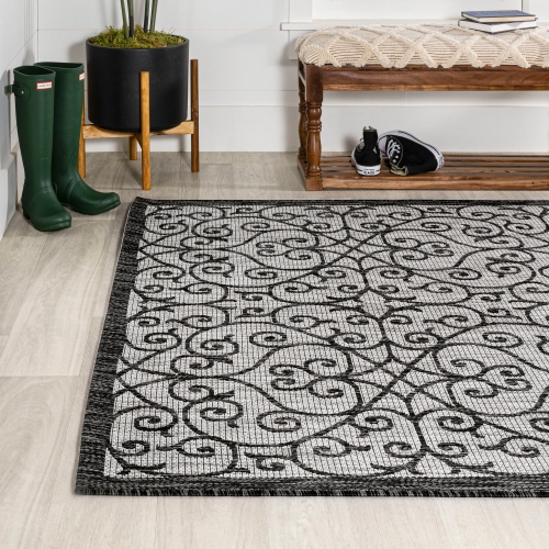 Madrid Vintage Filigree Textured Weave Indoor/Outdoor Area Rug