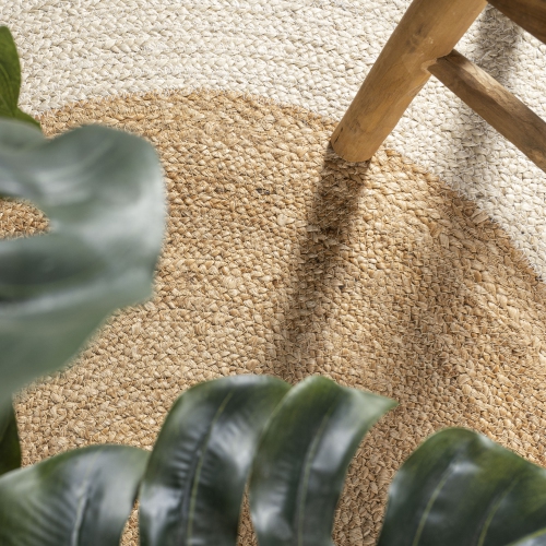 Oceana Two Tone Boho Jute Circle Area Rug