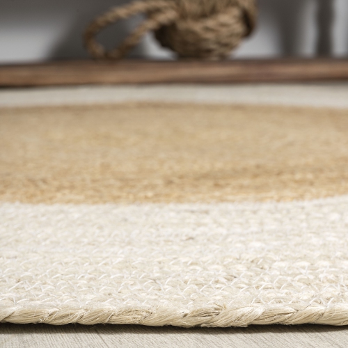 Oceana Two Tone Boho Jute Circle Area Rug