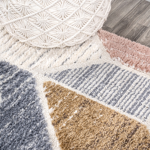 Aileen Geometric Scandi Colorblock Carved Area Rug