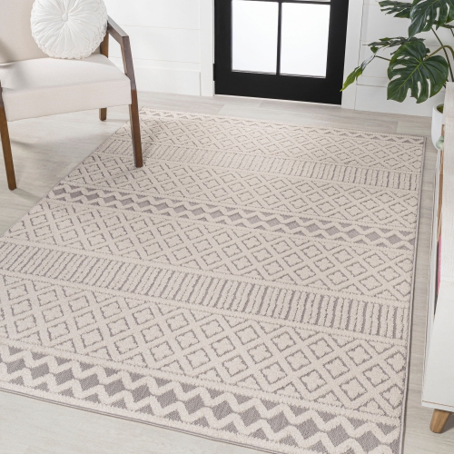 Tapis moderne Ormond, treillis géométrique haut-bas