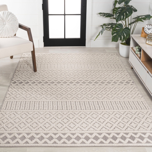 Tapis moderne Ormond, treillis géométrique haut-bas