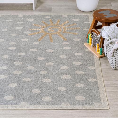 tapis moderne lavable à la machine Rainbow Dot de Minha