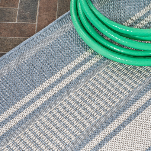 Haynes Modern Double Stripe Indoor/Outdoor Area Rug