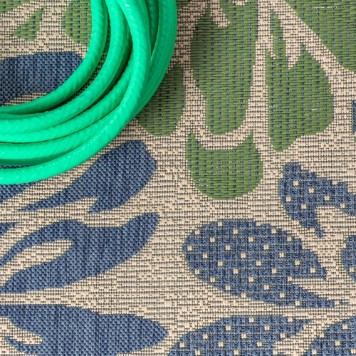 Tapis moderne tissé texturé à motif floral pour l'intérieur et l'extérieur Zinnia