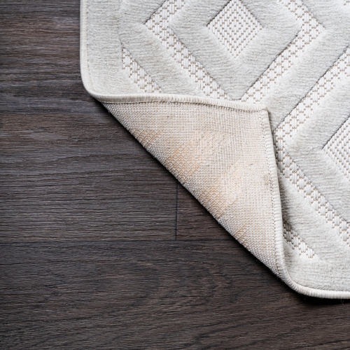 Tapis d'intérieur/d'extérieur en treillis à losanges neutre Portmany