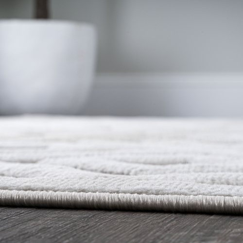 Tapis d'intérieur/d'extérieur en treillis à losanges neutre Portmany