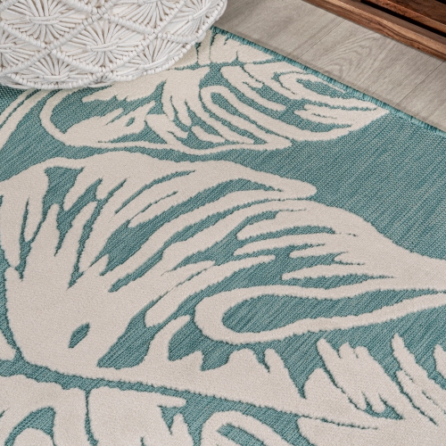 Tobago High-Low Two Tone Monstera Leaf Area Rug