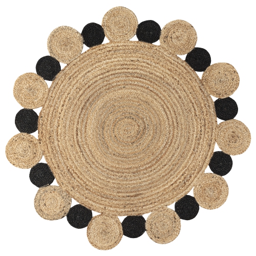 Tapis à deux tons avec cercles de jute Hippy d'Ayana