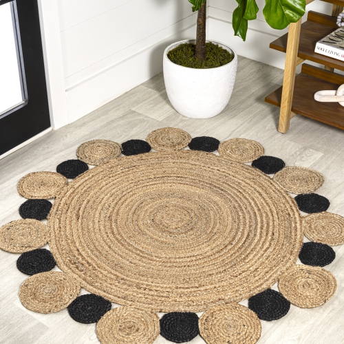Ayana Two Tone Jute Hippy Circle Area Rug