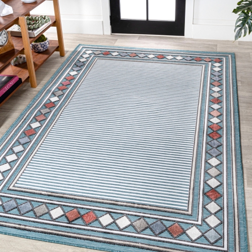 Sebastian High-Low Modern Diamond Border Area Rug