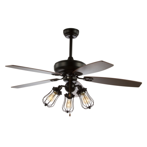 Lucas Caged Metal/Wood LED Ceiling Fan