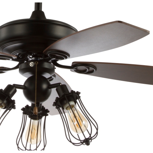 Lucas Caged Metal/Wood LED Ceiling Fan