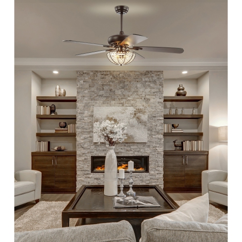 Joanna Bronze Crystal LED Ceiling Fan with Remote