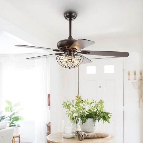 Joanna Bronze Crystal LED Ceiling Fan with Remote