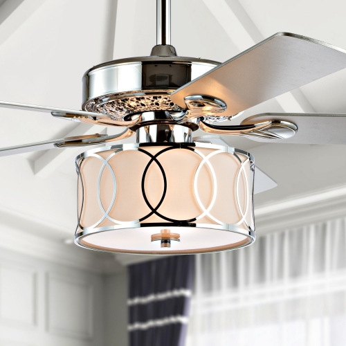 Circe Transitional Glam Drum Shade LED Ceiling Fan with Remote