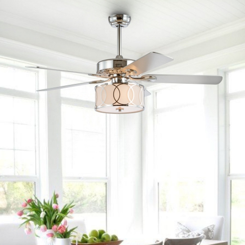 Circe Transitional Glam Drum Shade LED Ceiling Fan with Remote