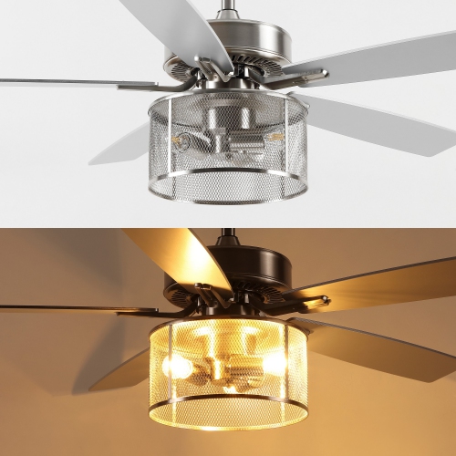 Max Farmhouse Industrial Iron/Wood Mobile Appremote Controlled LED Ceiling Fan