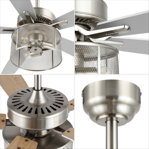 Max Farmhouse Industrial Iron/Wood Mobile Appremote Controlled LED Ceiling Fan