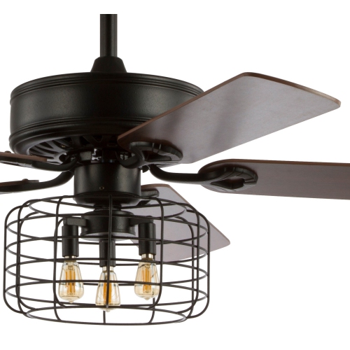 Asher Industrial Metal/Wood LED Ceiling Fan with Remote