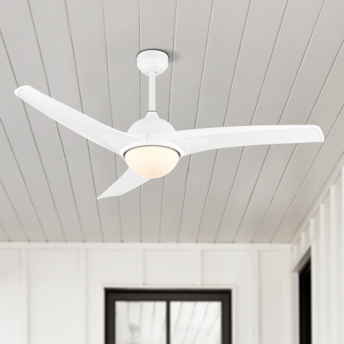 Ventilateur de plafond contemporain à DEL intégrée en fer et en plastique industriel Sully