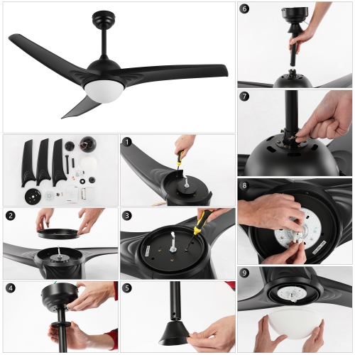 Sully Contemporary Industrial Iron/Plastic Integrated LED Ceiling Fan