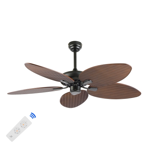 Raffles Bohemian Industrial Iron/Plastic Palm Blade Ceiling Fan