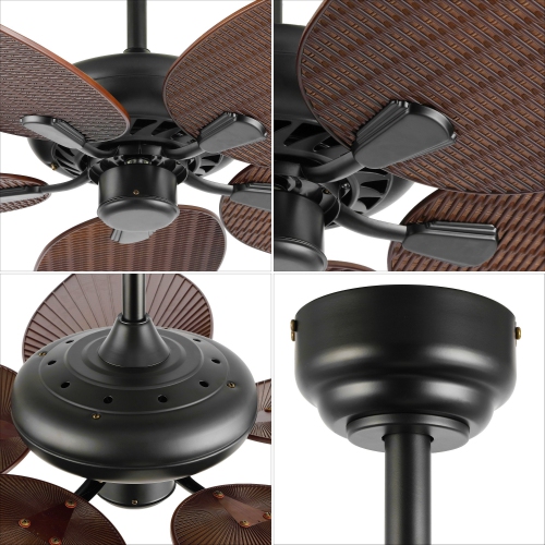 Raffles Bohemian Industrial Iron/Plastic Palm Blade Ceiling Fan