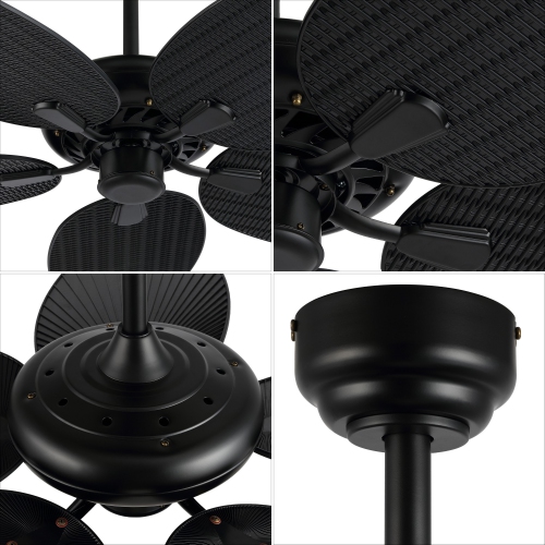 Raffles Bohemian Industrial Iron/Plastic Palm Blade Ceiling Fan