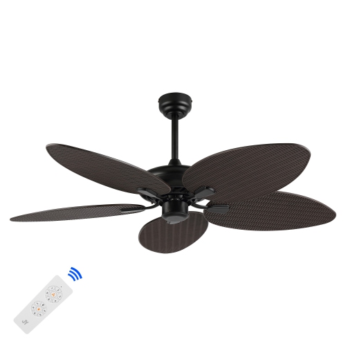 Raffles Bohemian Industrial Iron/Plastic Palm Blade Ceiling Fan