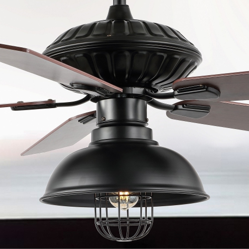 Ashton Farmhouse Industrial Iron Dome Shade LED Ceiling Fan with Remote