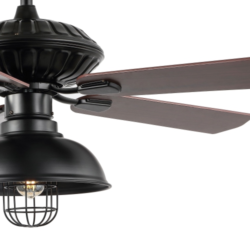 Ashton Farmhouse Industrial Iron Dome Shade LED Ceiling Fan with Remote