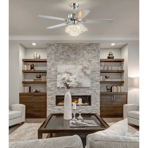 Kate Glam Crystal Drum LED Ceiling Fan with Remote