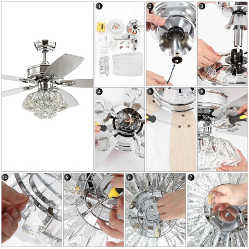 Kate Glam Crystal Drum LED Ceiling Fan with Remote