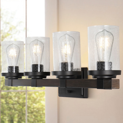 Bungalow Iron/Seeded Glass Rustic Farmhouse LED Vanity Light