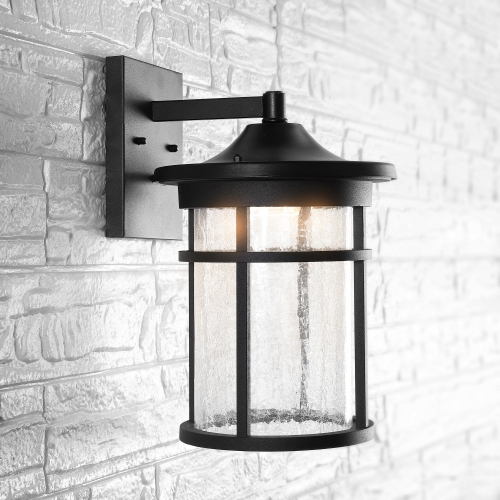 Campo Outdoor Wall Lantern Crackled Glassmetal Integrated LED Wall Sconce