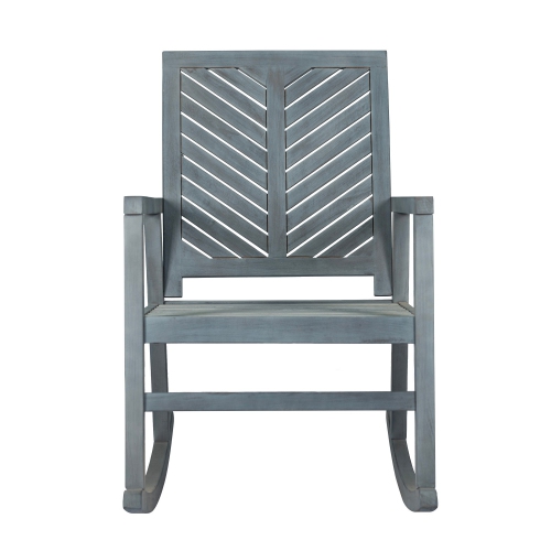 Ned Modern Chevron Back Acacia Patio Outdoor Rocking Chair