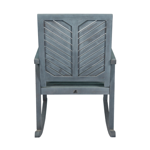 Ned Modern Chevron Back Acacia Patio Outdoor Rocking Chair