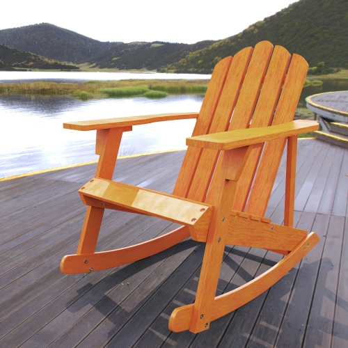 Kiawah Outdoor Patio Classic Acacia Adirondack Rocking Chair