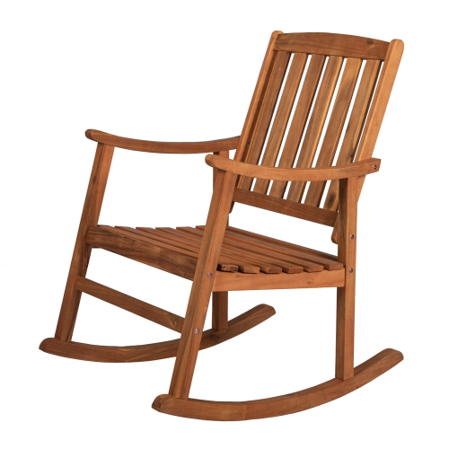 JONATHAN Y  Penny Classic Slat Back Acacia Wood Patio Outdoor Rocking Chair