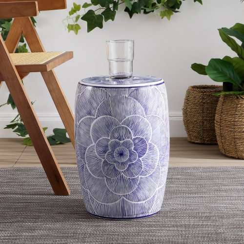 Camellia Ceramic Drum Garden Stool