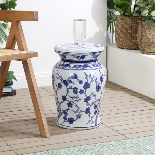 Cherry Blossom Ceramic Garden Stool
