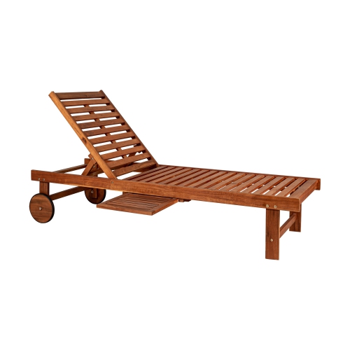 Seabrook Outdoor Acacia Lounger w/ Cushion,Slide Table, Wheel