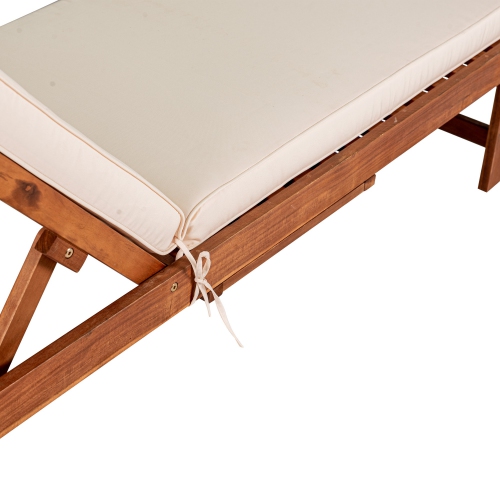 Seabrook Outdoor Acacia Lounger w/ Cushion,Slide Table, Wheel