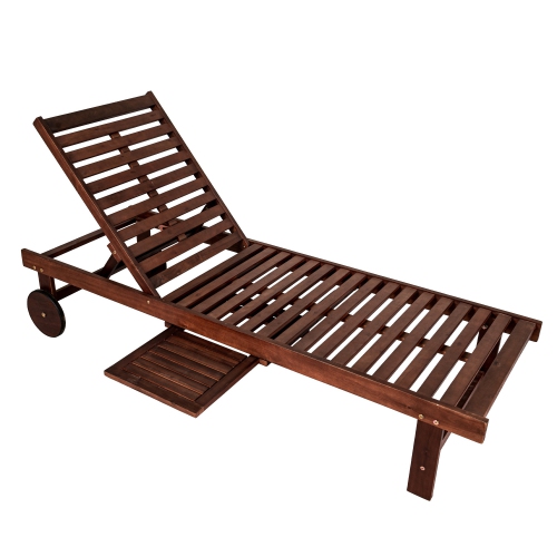 Seabrook Outdoor Acacia Lounger w/ Cushion,Slide Table, Wheel