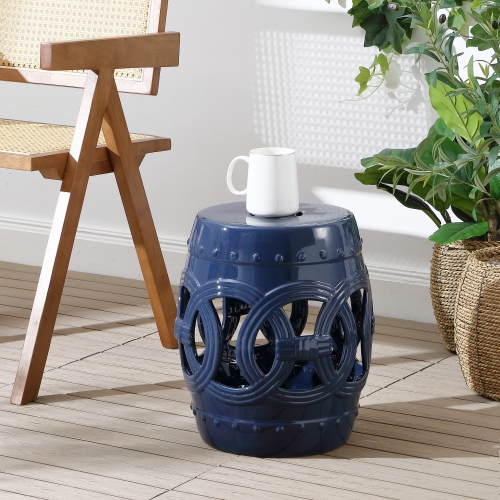 Lucky Coins Chinese Ceramic Drum Garden Stool